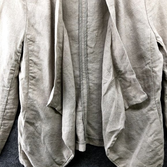 Michael Kors 100% Linen Jacket Womens Size 4 Beige Blazer Open Front Waterfall - Picture 4 of 9